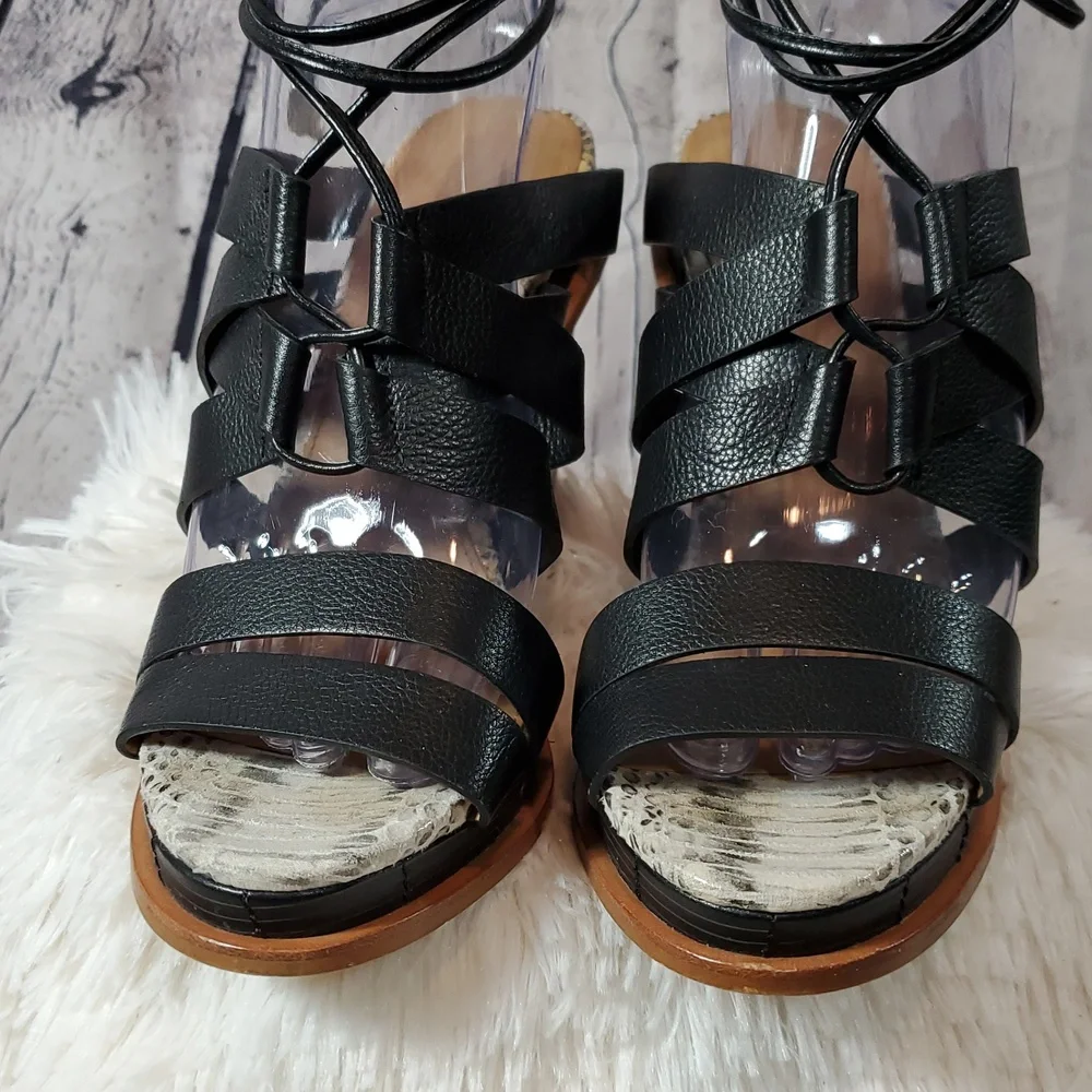Calvin Klein Black Strappy Heeled Sandals Size 8.5 EUC